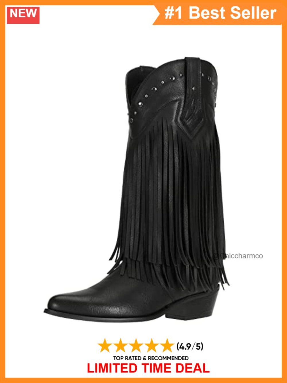 Faux Suede Fringe Cowboy Boots Wide Calf Pointed Toe Western Boot